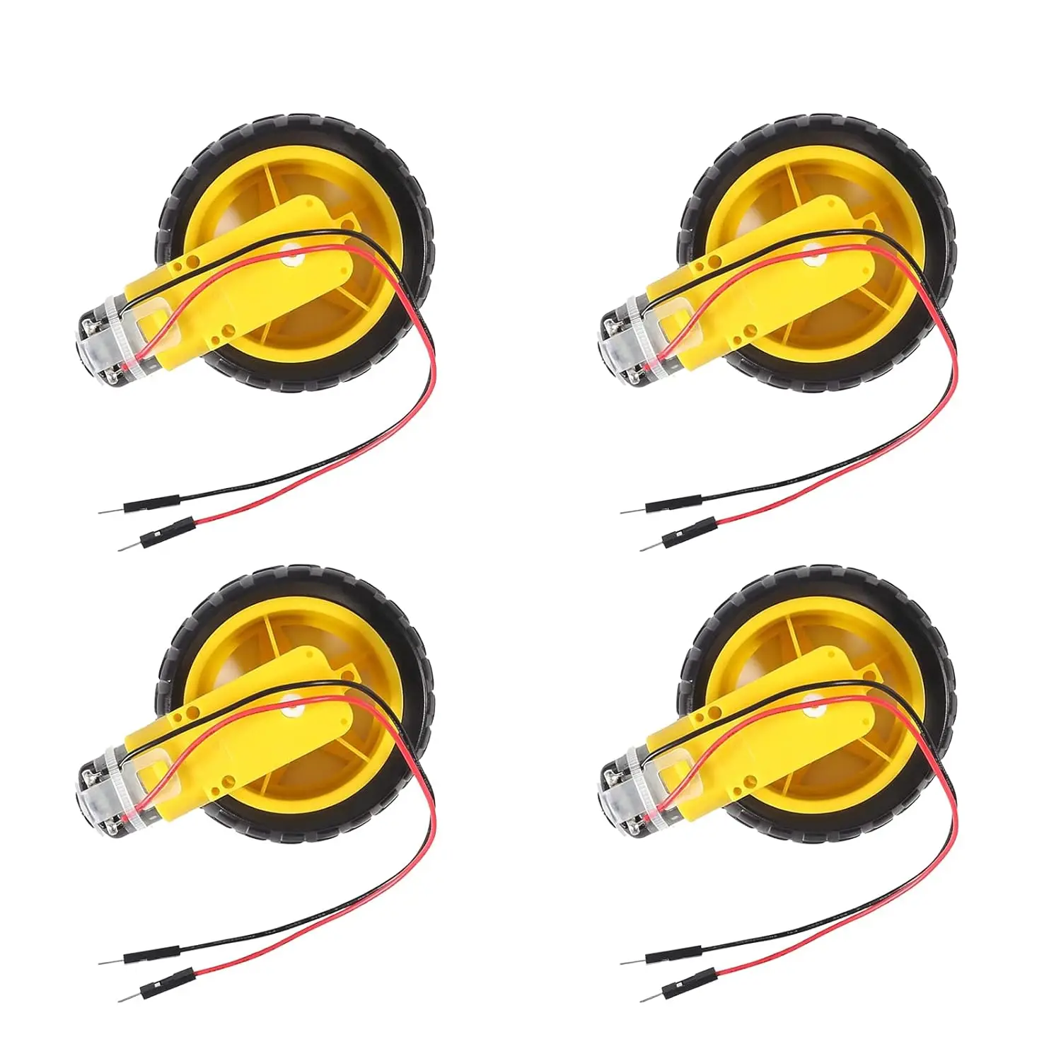 4 Sets TT Motor DC 3-6V Gearbox Motor Dual Shaft 200RPM Ratio 1:48 Motor with Tire Wheel Kit for Arduino DIY Smart Car Robot