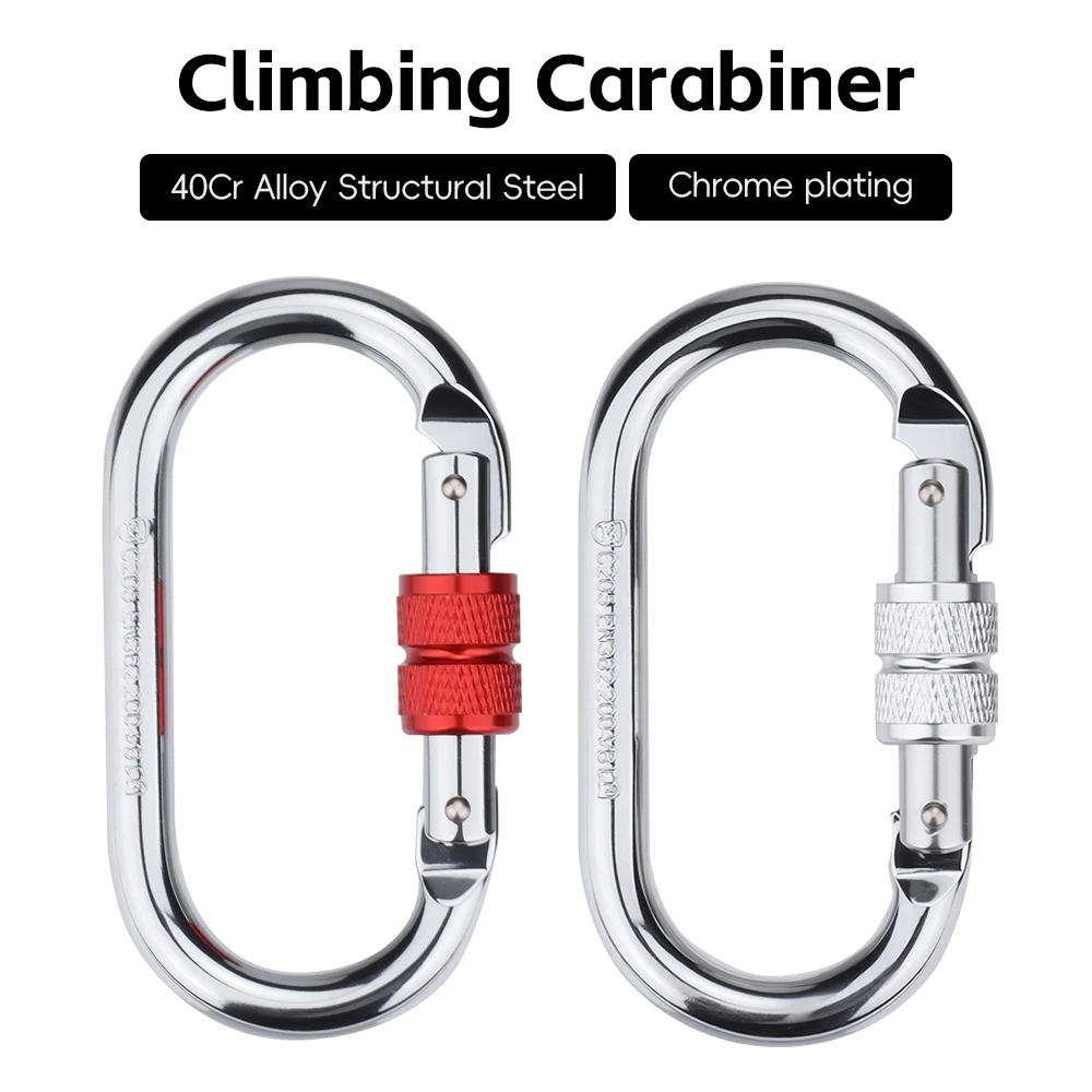 25KN Professional Oval Shape Safety Carabiner Aluminum Spring Key Hooks Climbing Security Master Lock Outdoor Hiking Tool