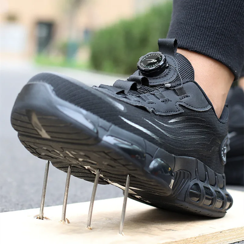 

New Men Ankle Work Safety Shoes Synthetic Upper Rubber Outsole Anti-Slip Wide Toe Box Anti-impact and Anti-piercing Shoes Men