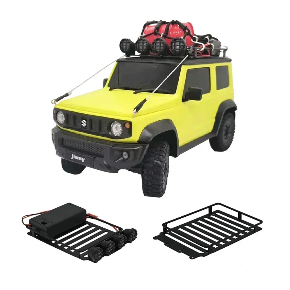 Metalowy bagażnik dachowy z lampą LED do Xiaomi Suzuki Jimny 1/16 RC Crawler Car Upgrade Parts