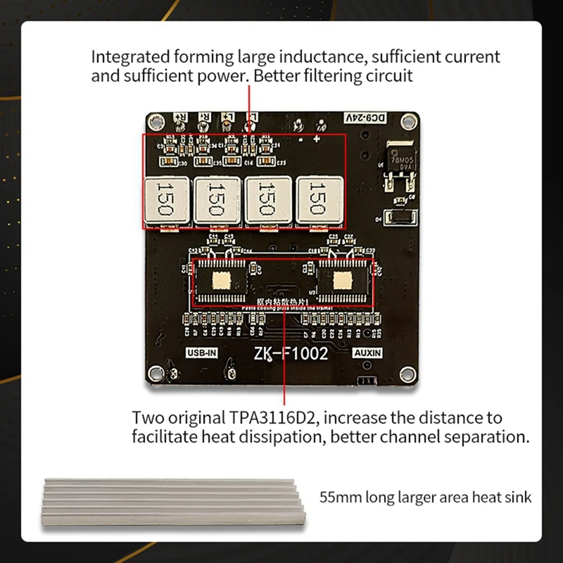 ZK-F1002 5.1Bluetooth Power Amplifier Board With Short Circuit Protection For Sound Box