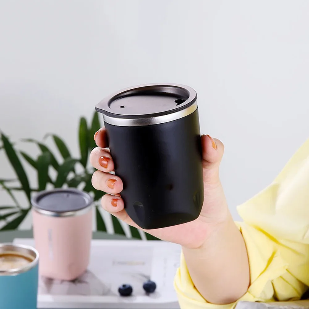 300ml Coffee Mugs Stainless Steel Thermos Cup Tea Coffee Water Cup Vacuum Insulated Travel Mug Car Mugs Household Office Mug