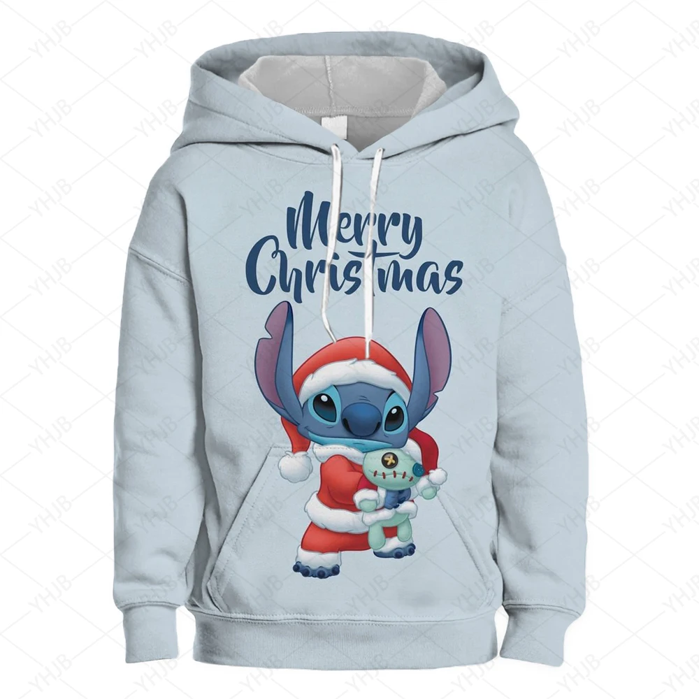 Disney-Costume de dessin animé brodé pour enfants, sweat à capuche Sportif, sweat à capuche Manga, bébé décontracté, petit garçon et fille, CAN o and Stitch, Noël