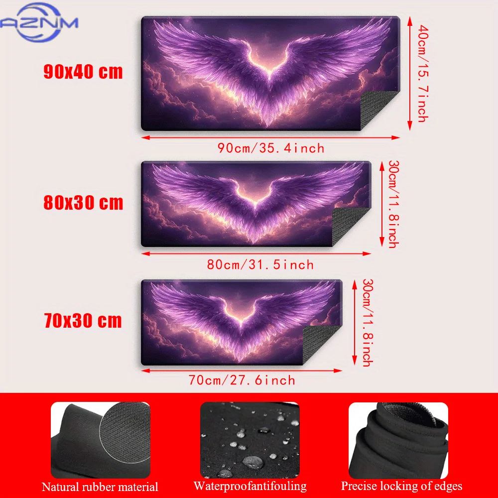 This Oversized Mouse Pad Features a Design of Angel Wings And Clouds with Stars Floating in The Sky. It Is Suitable for Computer