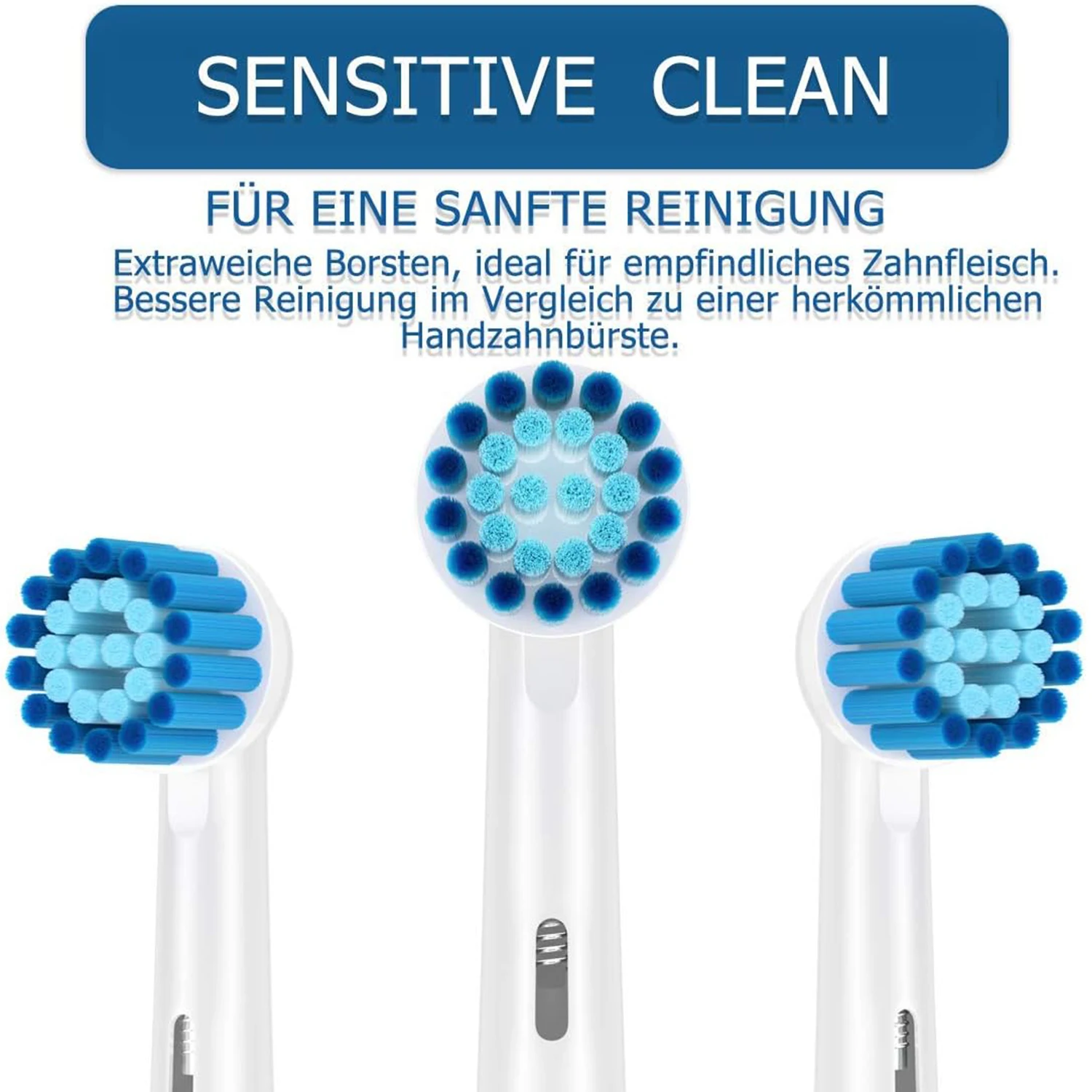 Electric Toothbrush Sensitive Replacement Head for Oral B Generic Tooth Brush Heads with Dupont Bristles Gentle Whitening Action