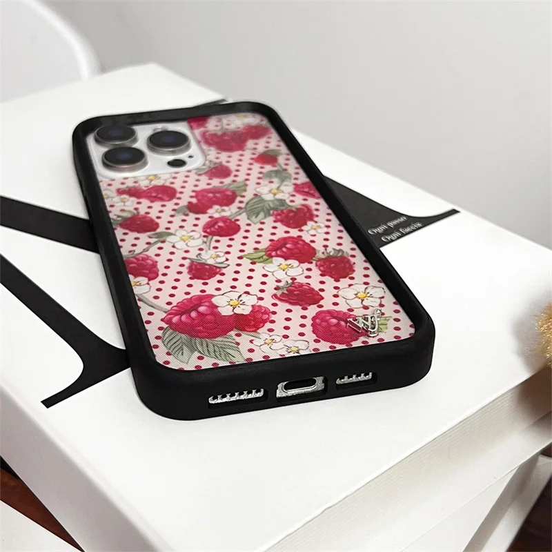 Wildflower Cute Fruit Strawberry Phone Case for iPhone 17 16 15 14 13 12 Pro Max Plus WF Logo Girls Flower Pink Cover Funda Gift