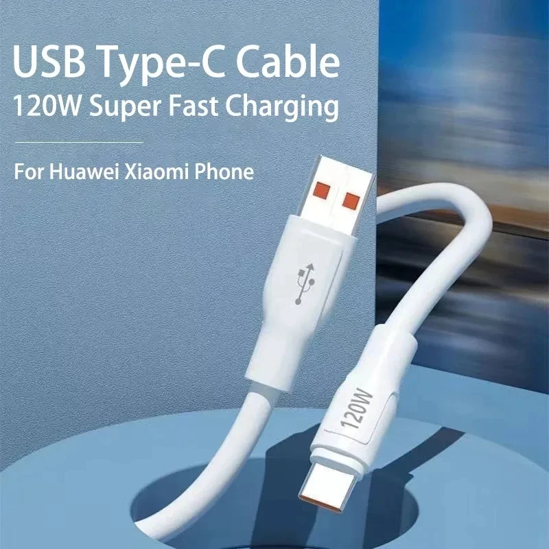 6A Quick Fast Charger ,USB to Type C Cable ,PD 120W Super Fast Charging Data Cord ,Power Bank For iPhone 15 Plus Pro Xiaomi