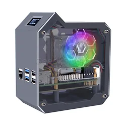 N07 Minitower NVMe NAS Kit For Raspberry Pi 5 with Ice Tower Supports M.2 NVMe SSD 2230, 2242, 2260, 2280