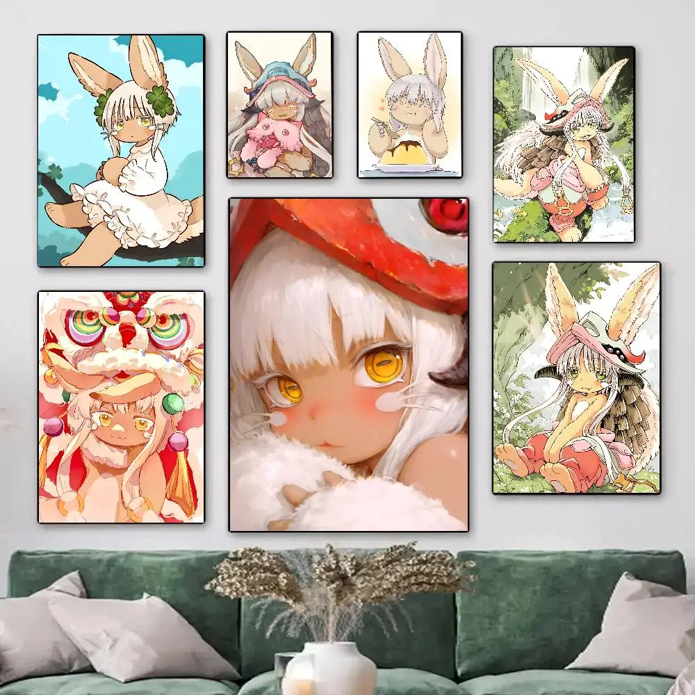 1 Stück Cartoon Anime M-Made in A-Abyss Nanachi Manga Poster HD-Druck Vintage Wandkunst Dekoration für Zuhause Arbeitszimmer