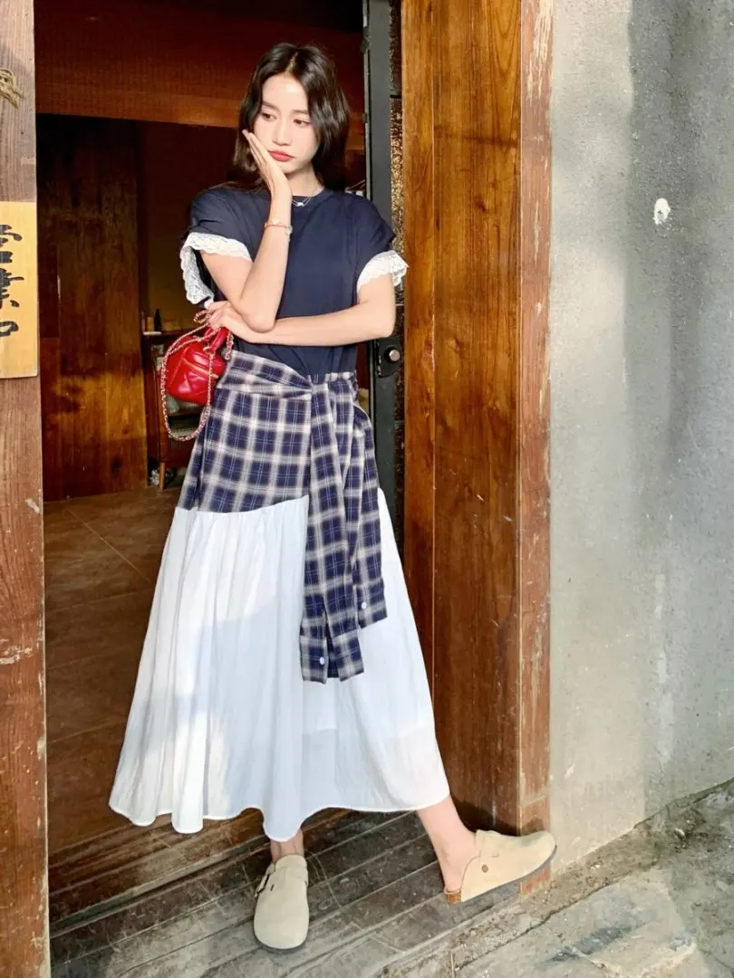 coreen-sle-k-bleu-taille-joint-couches-dr-femmes-retro-couleur-blo-design-sens-longue-dr-dentelle-epissage-a-ligne-jupe