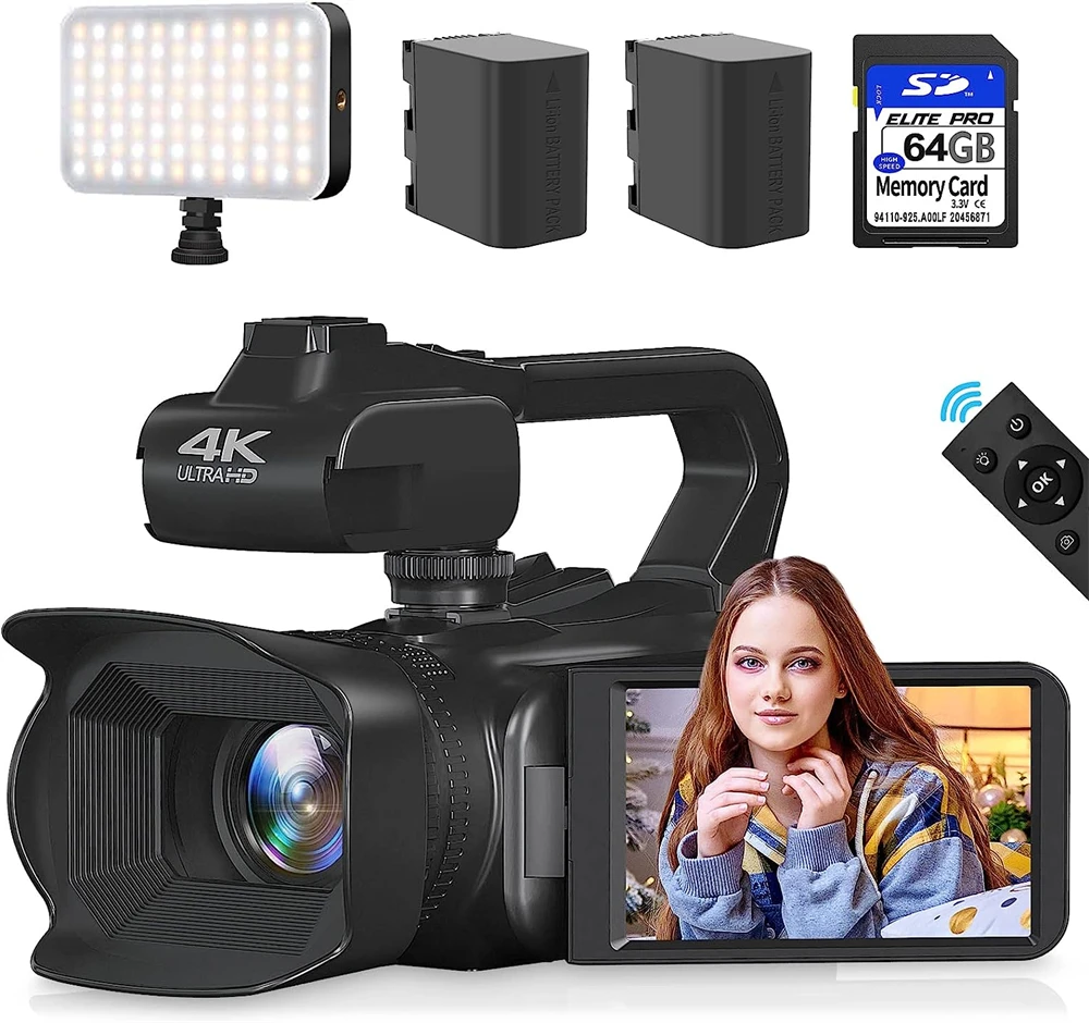 

4K 60FPS Vlog Camcorder Youtube Video Camera 4.0 Rotate Touch Screen 64MP Photography Camera WIFI Live Streaming Webcam Recorder