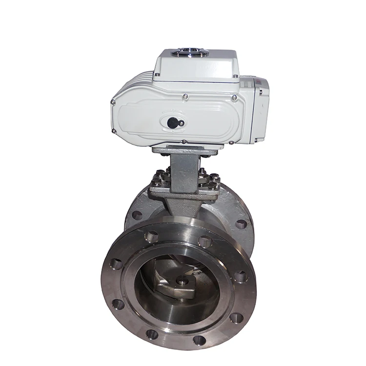 

220VAC DN50 DN80 DN100 Flanged Stainless Steel valve electric actuated ball valve