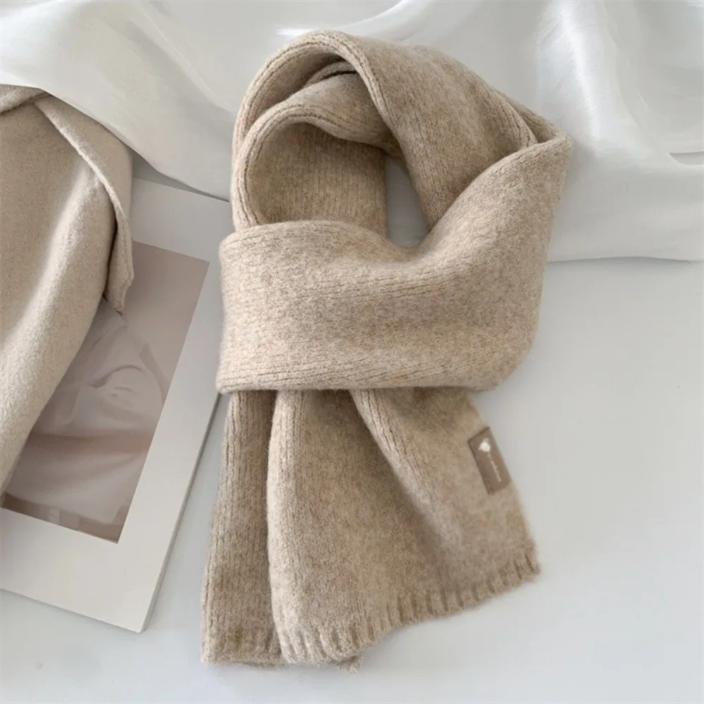 

New Windproof Neck Warmer Coldproof Versatile Neckerchief Solid Color Knitted Scarves Bib Skiing