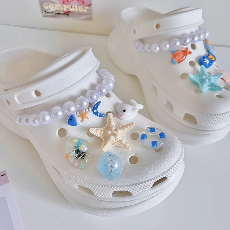 Summer Ocean Breeze Series Sandals Charms Decoration Creative Starfish Pearl Shell Shoe Buckle DIY Garden Shoes 3D Accessories