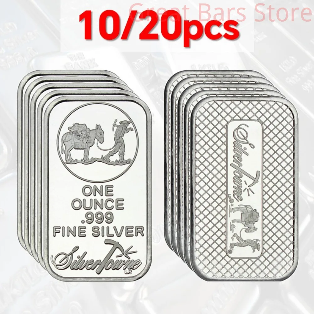

10/20pcs Replica SilverTowne Silver Bars One Ounce Silver Bullion Iron Silver-plated Craft Gifts