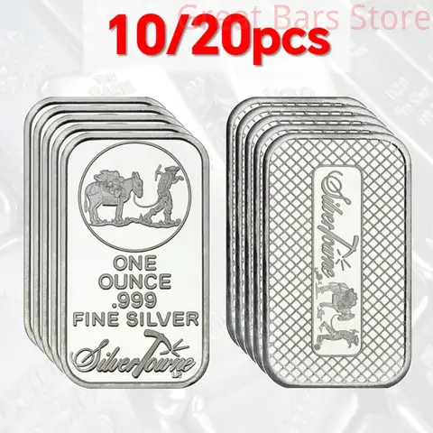 10/20개 실버타운 은괴 모조품 1온스 은괴 철 도금 공예 선물
