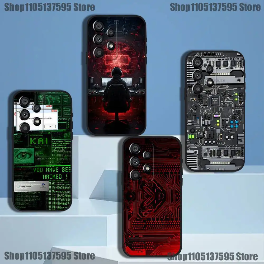 

Hacker Computer Code Art Phone Case For Samsung Galaxy A73,31,32,72,41,53,52,71,22,5G,Note,J7,8,9 Soft Black Cover