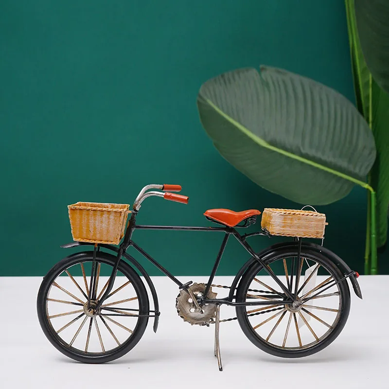 Retro Metal Bicycle Miniature Model Ornaments Iron Home Living Room Space Decoration Accessories Shabby and Delminiature Crafts