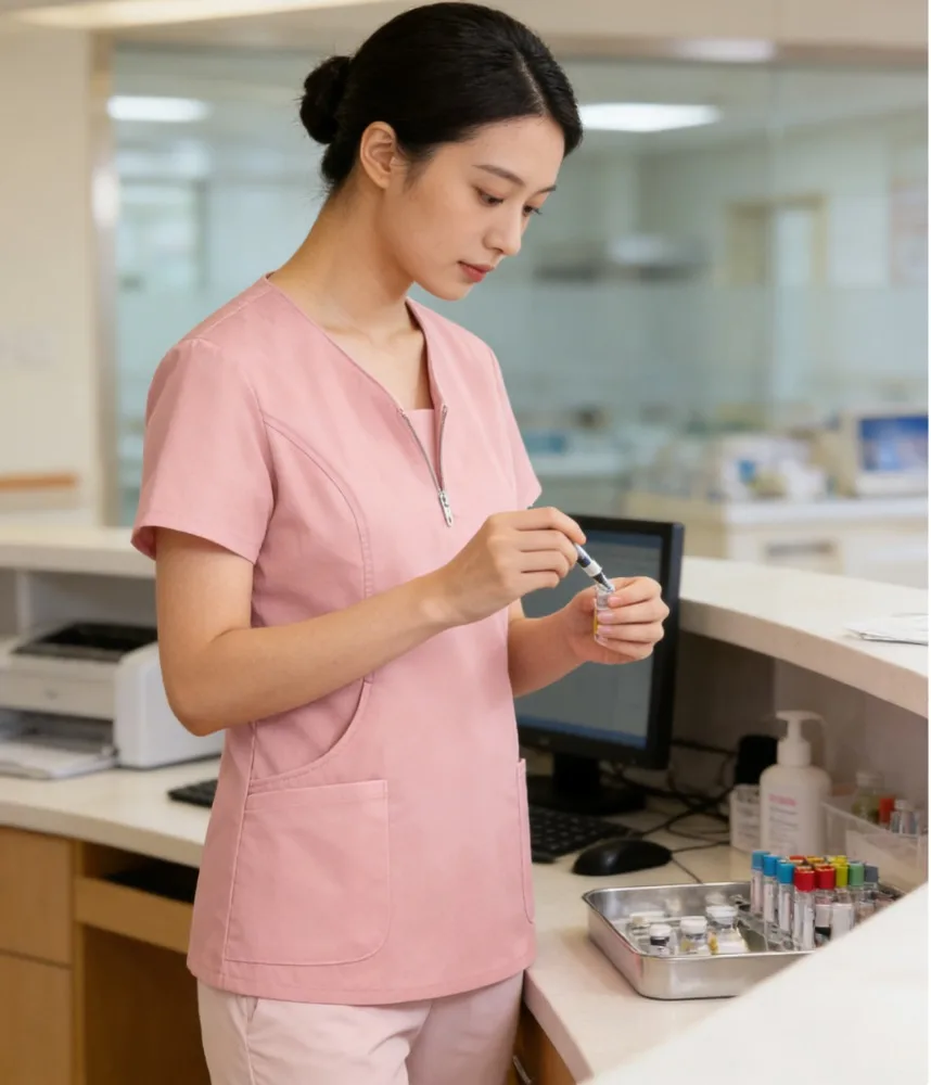 여성용 위킹 뷰티 살롱 작업복 신축성 있는 스크럽 반팔 의사복 수술실용