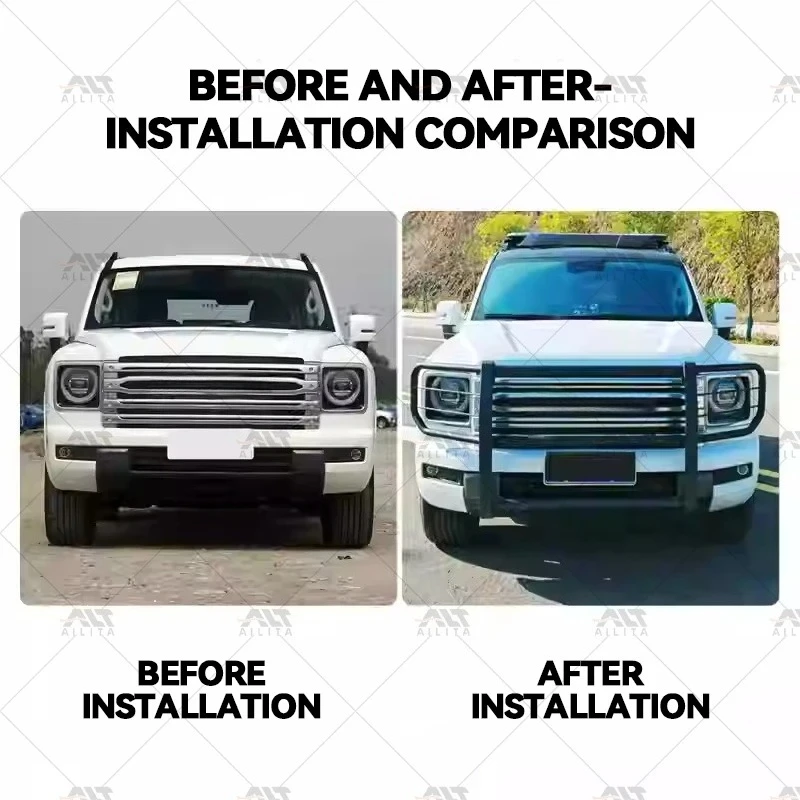 Steel Bull Bar, Heavy Duty Anti Knock Front Bumper Nudge Bar fit for Haval H9, Retrofit Car Exterior Parts Accessories 3