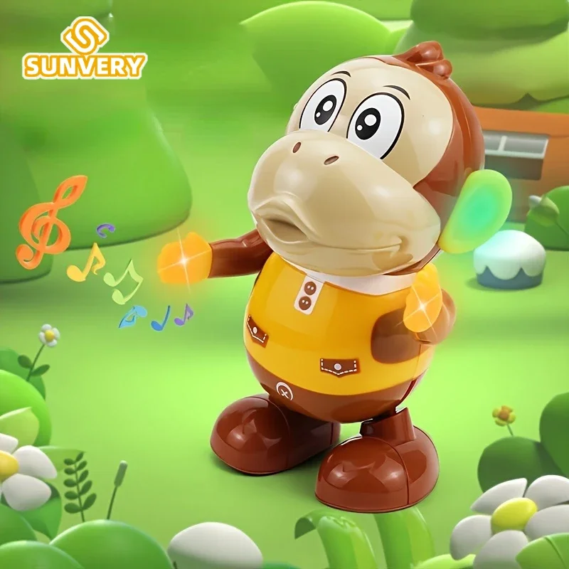 Baby Interactive Dancing Monkey Toy Music Lighted Cartoon Robot for Children Swinging Walking Toys Christmas Gift for Toddlers