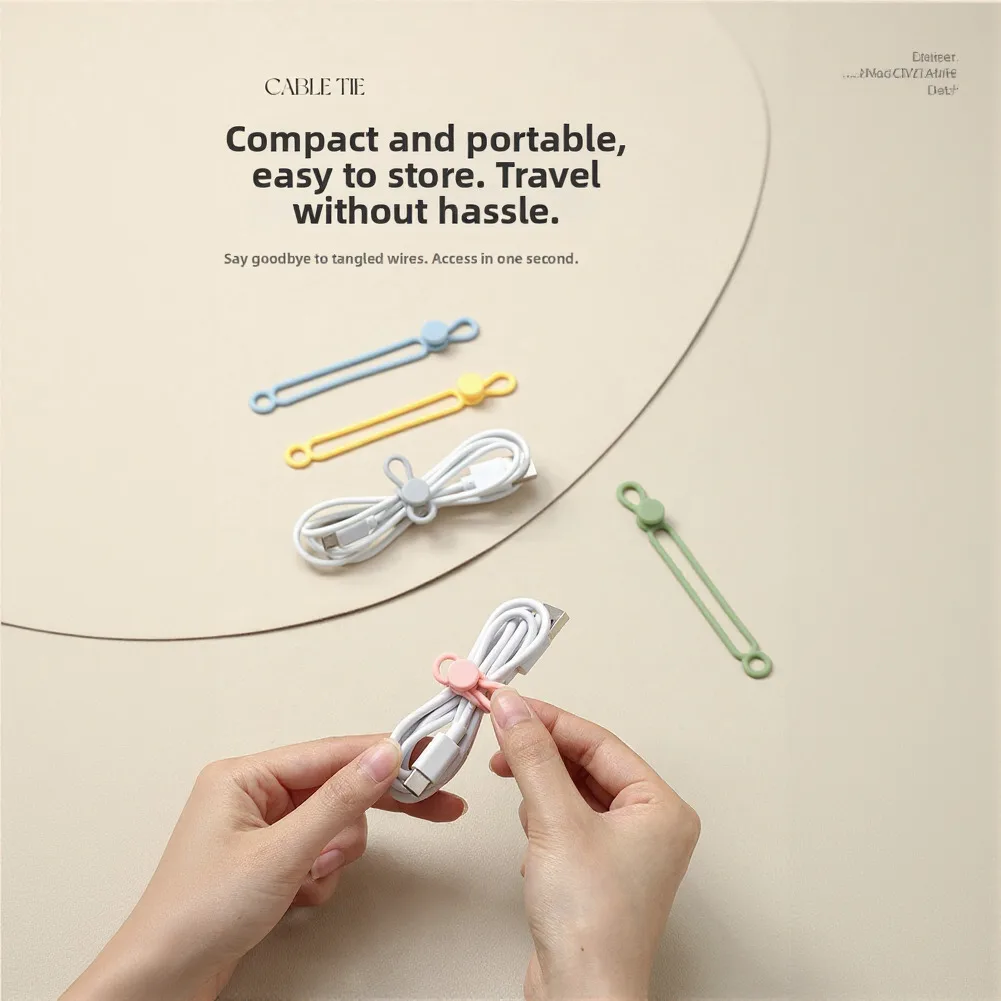 1 Pcs Silicone Cable Ties Cord Organizer Cable Straps Reusable Cord Ties Travel Cable Organizer Cute Elastic Tie Wire Ties
