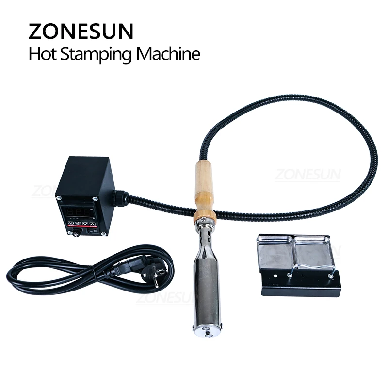 ZONESUN Leather Craft Wood Cake Bread Paper Logo Stamp Branding Stamping Machine Handheld Bronzing Tool Hot Press Machine