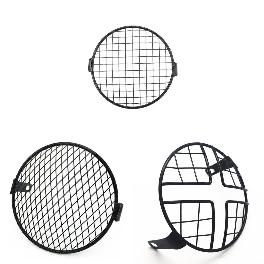 F1CF Motorcycle Headlamp Guard Grille Cover Shockproof Light Cover Retro Lampshade