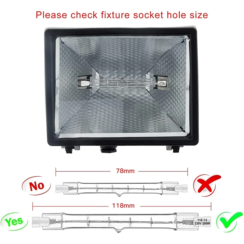 R7S Halogen Light Bulb 118 Mm 200 W 230 V Pack Of 10 Halogen Rod R7S Halogen Bulb R7S Dimmable Halogen Rod Lamp Lights