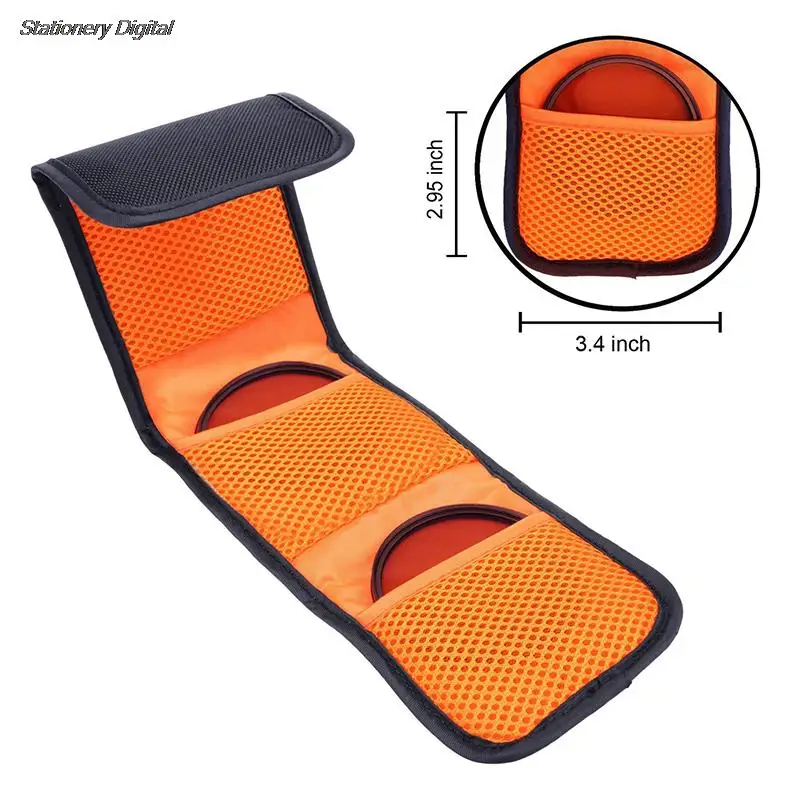 New 3 Pockets Lens Filter Bag Camera Lens Filter Pouch For 82mm ND UV CPL Camera Lens Filter Holder Wallet Case