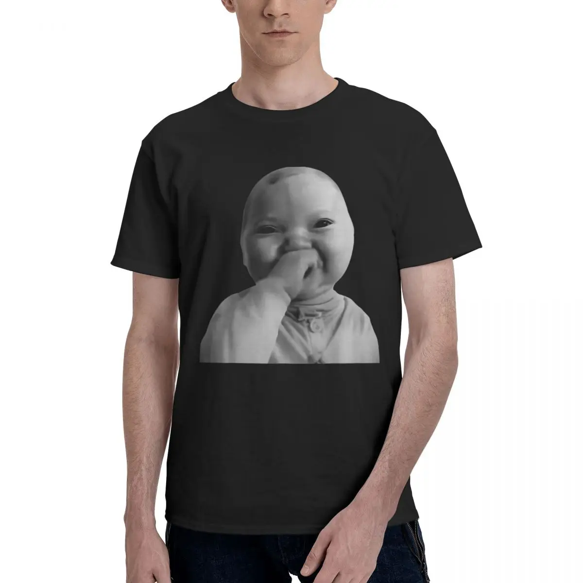 Men Laughing Baby Meme Cute Smiling Infant Face Trendy T Shirt Streetwear Cotton Men Tshirt