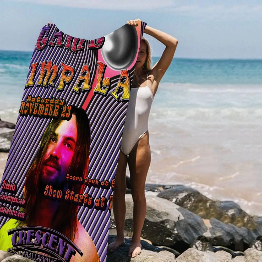 Pop Rock Singer Tame Impala Microfiber Blanket Quick Drying Beach Towels Oversized Printing Super Absorbent Pool Towel Blanket