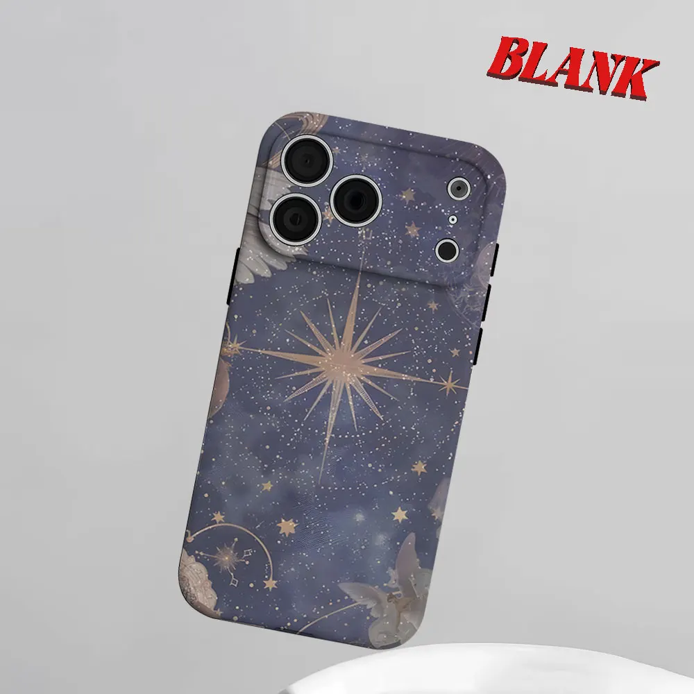 

Vintage Starry Sky 2-in-1 Phone Case For iPhone 17 16 15 14 13 Pro Max Air 16e INS Flower Hard PC Bumper Cover Coque