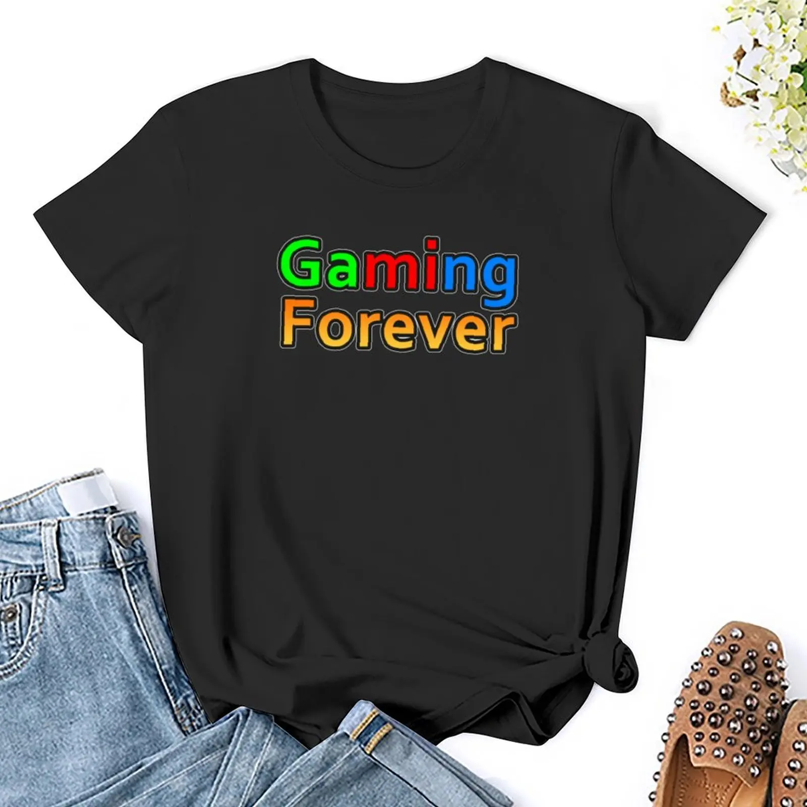 Gaming forever logo T-Shirt funny vintage clothes aesthetic clothes white t-shirt dress for Women sexy