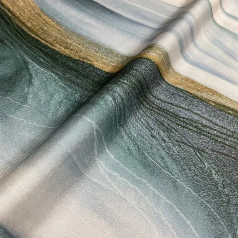 Novos produtos no início da primavera Camisa de vestido de tecido de seda com sarja impressa em cores renderizadas