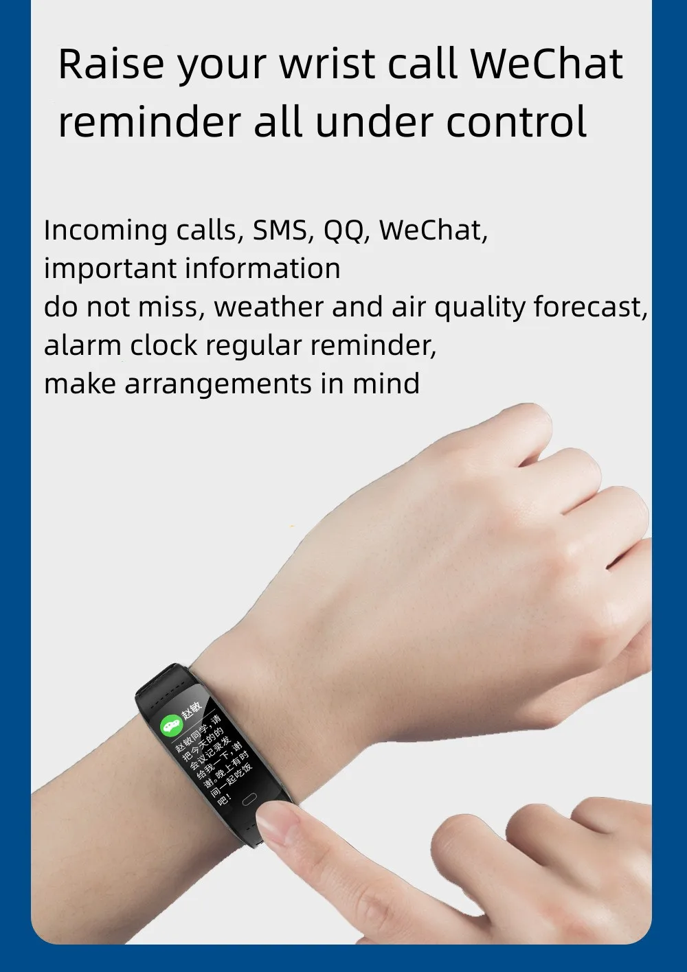 New smart bracelet custom wallpaper heart rate, blood pressure monitoring, weather music waterproof sports bracelet