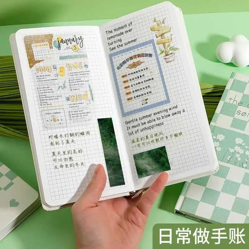 Weeks Hand Ledger Bensen Series INS Beauty Notebook Sparkling Cover Grid Control Small Fresh Portable Notebook Random 1 Book