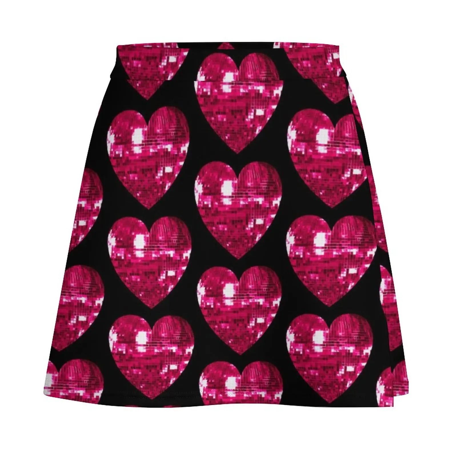 Pink Disco Ball Heart Mini Skirt 90s vintage clothes Women's summer skirt Mini Skirt