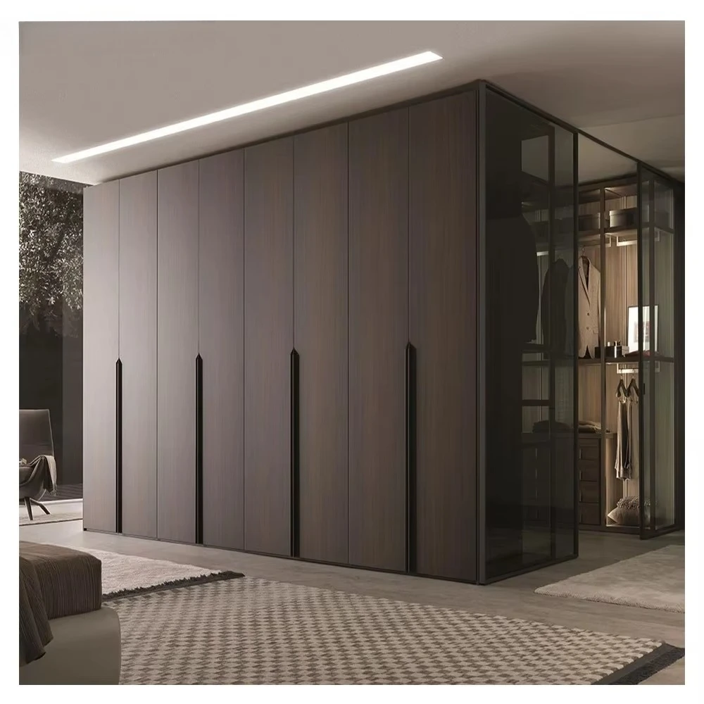 

Stable Overall Closet Modular Large Wood Grain Swing Door Bedroom Wardrobe