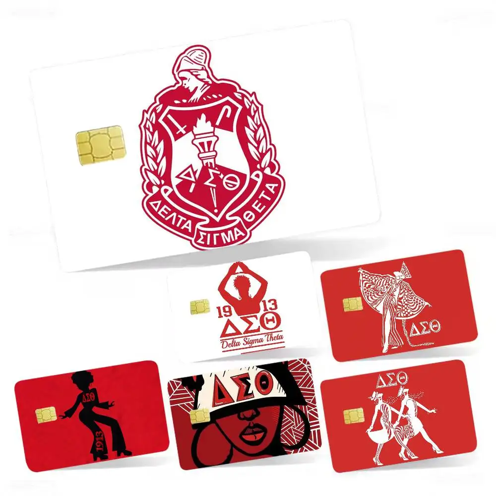 

D-Delta Sigma Theta 4pcs 1Set Laser Holographic Sticker Skin Cover for Credit Bank Debit Card