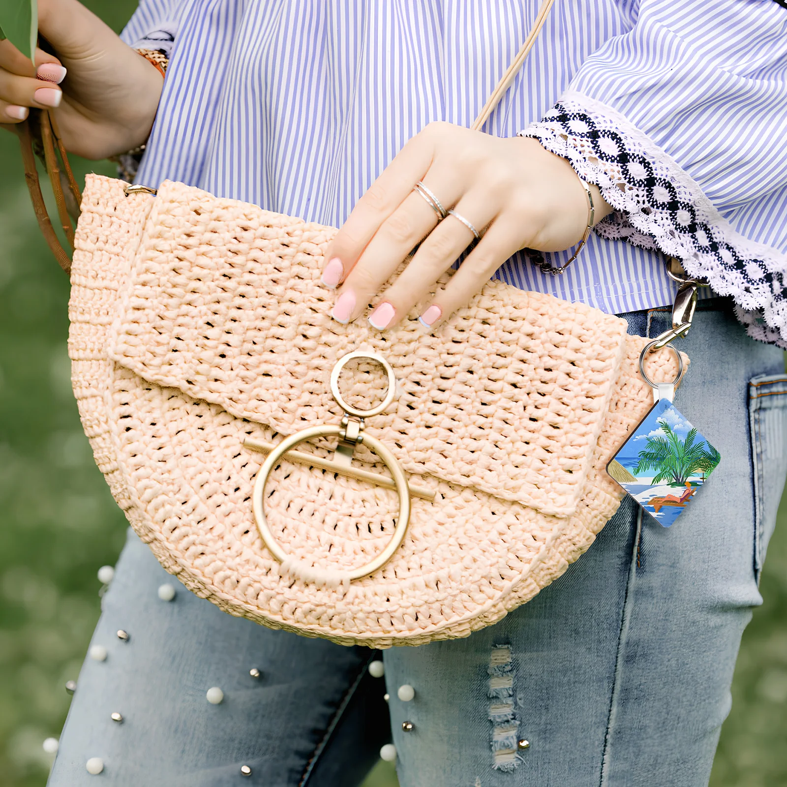 40pcs Keychain Set Sublimation Blanks Clear naments Decorations Square Double Sided Craft Supplies Vinyl Photo Custom