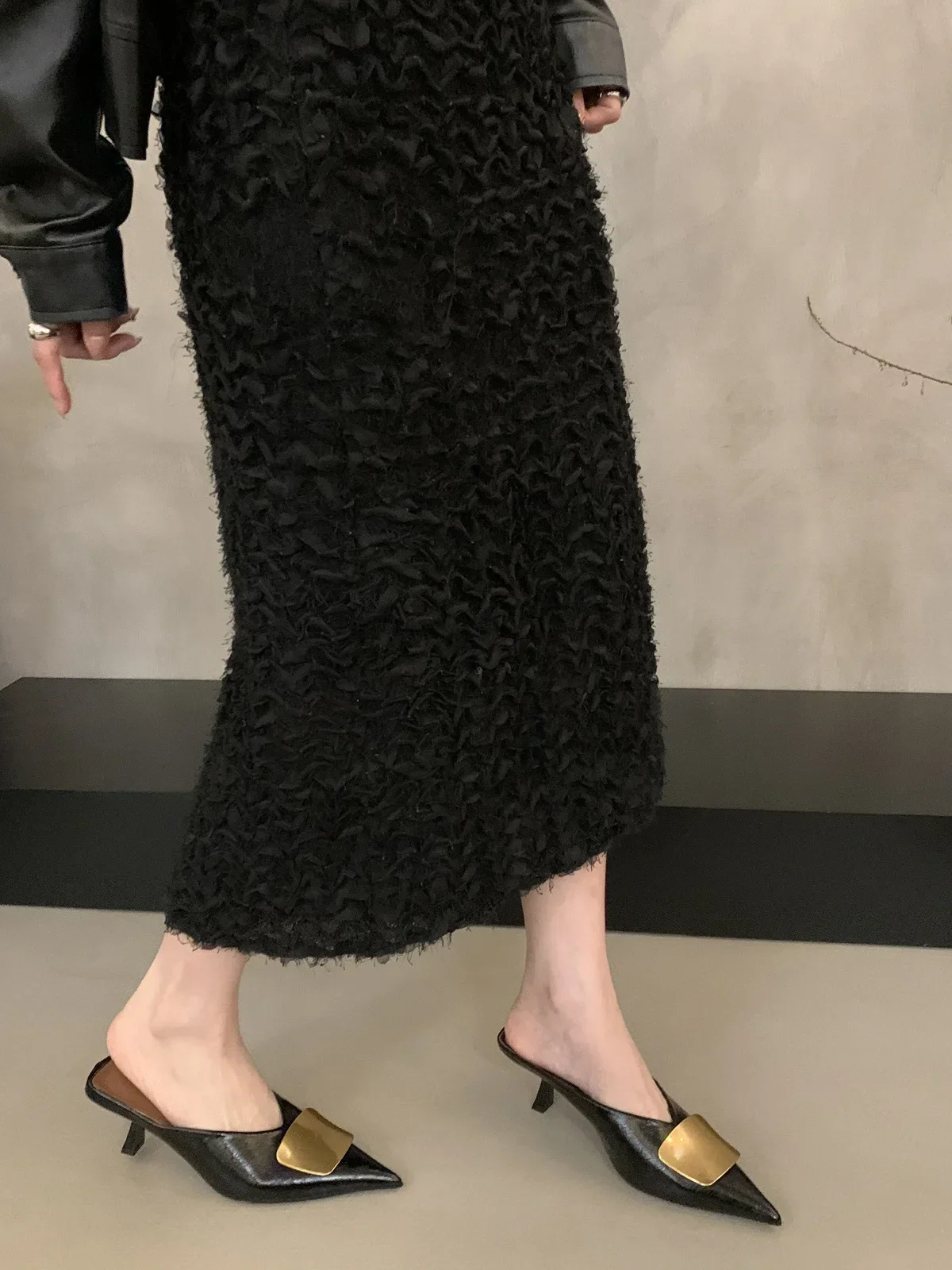 2026 Designer Spitze Damen-Mules Sexy Dünne Hohe Absätze Stripper-Schuhe Frühling Herbst Schlichte Damenschuhe – Detail 3