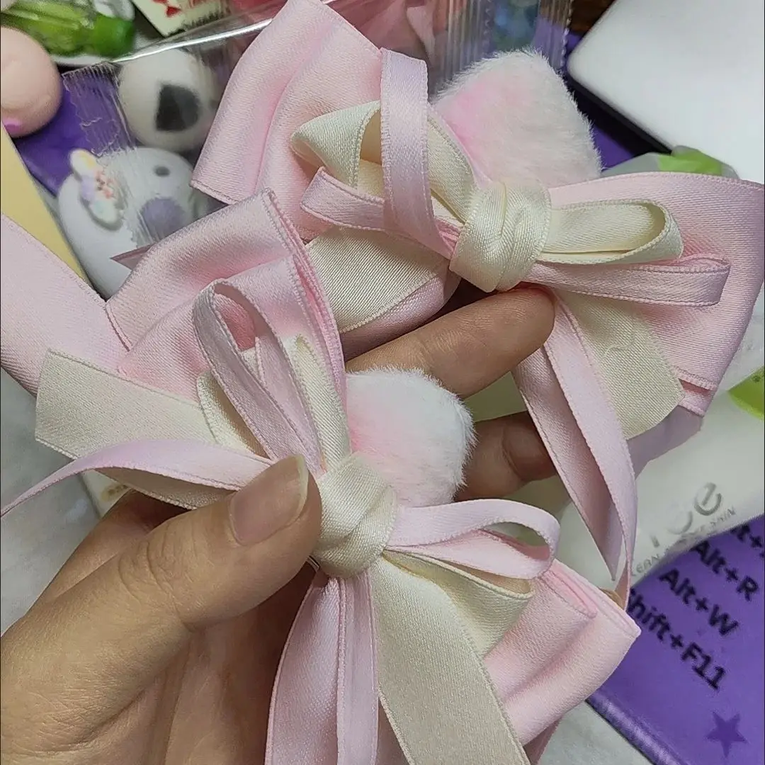 2 قطعة القوس الوردي Kawaii إكسسوارات الشعر القوس عقدة القط الأذن على شكل الشريط الجانب كليب أنيمي لوليتا تأثيري غطاء الرأس الفتيات دبوس الشعر #3
