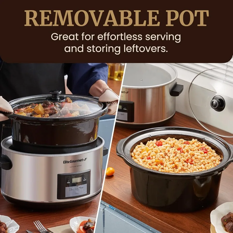 MST900D 8.5Qt طباخ بطيء جامبو رقمي قابل للبرمجة XL مع إعدادات لدرجة الحرارة قابلة للتعديل لإعداد صلصات الدخول