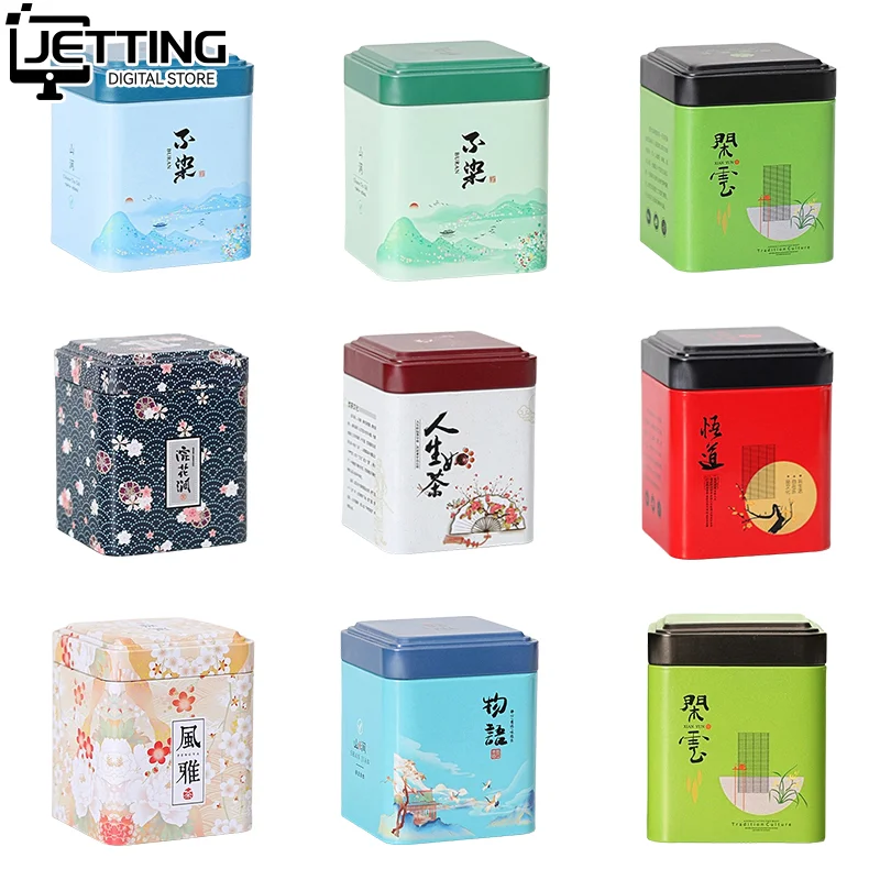 Tea Sealed Box Kitchen Storage Container Jar Tin Square Can Candy Iron Canister Vintage Tea Box Universal Cans Tinplate Box