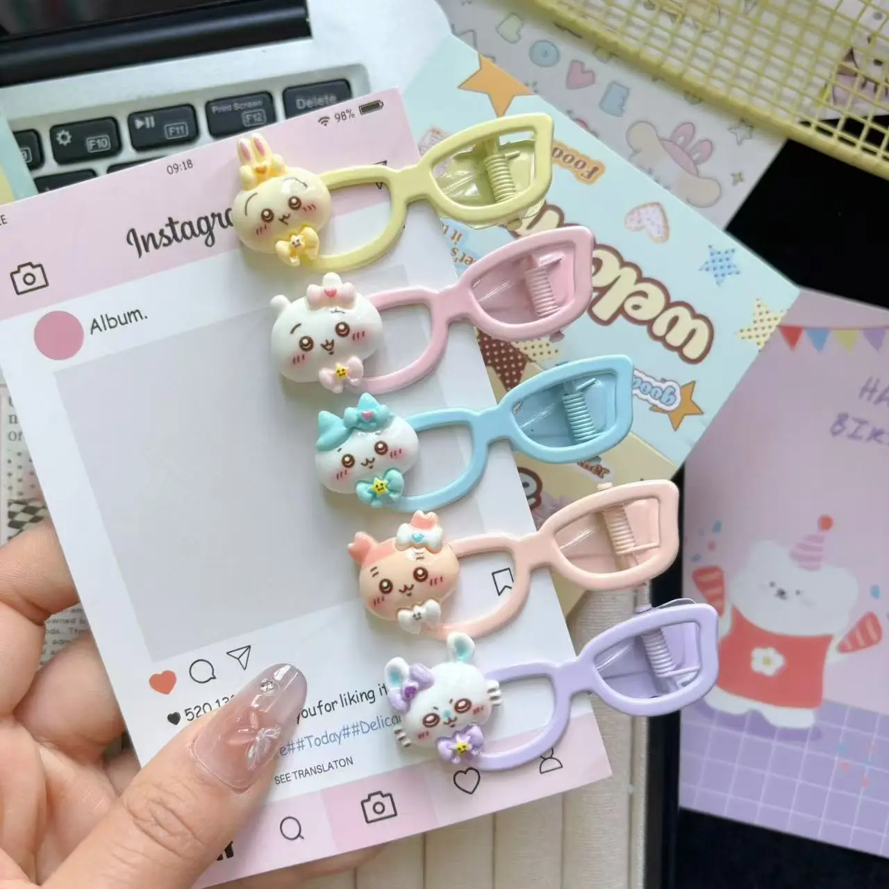 Ji Yi Ka Wa Cartoon Cute Little Eight Glasses Hairpin Hair Clip Sweet Girly Bang Clip Ins Girls' Hair Accessories