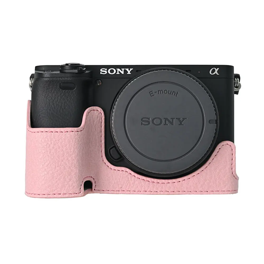 

Camera Half Case For Sony A6300 A6400 A6000 A6100 Bottom Opening Cover Litchi Magnetic PU Leather