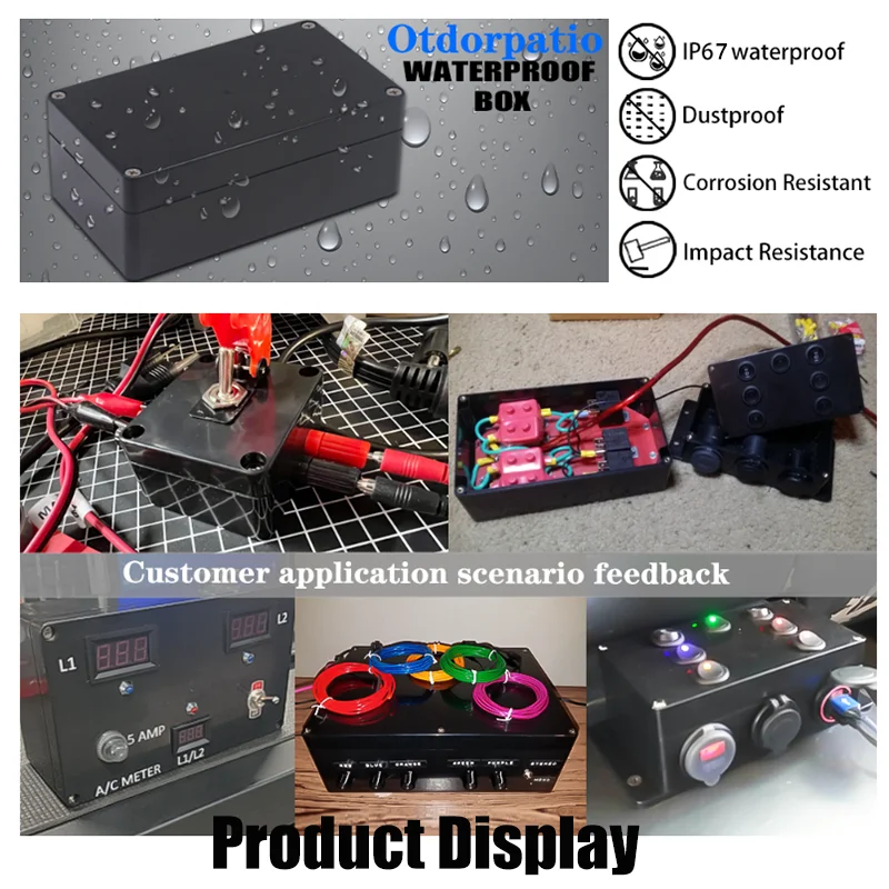 ABS Waterproof Box Electronic Safe Case Plastic Boxes Black Wire Junction Box Plastic Organizer IP67 Waterproof Enclosure
