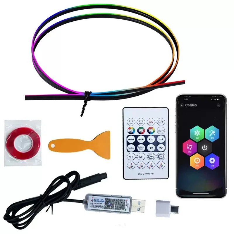 Car modified Led light Full RGB LED Ambient Rainbow Light Strip Instrument panel modified USB  APP Control music rhythm light