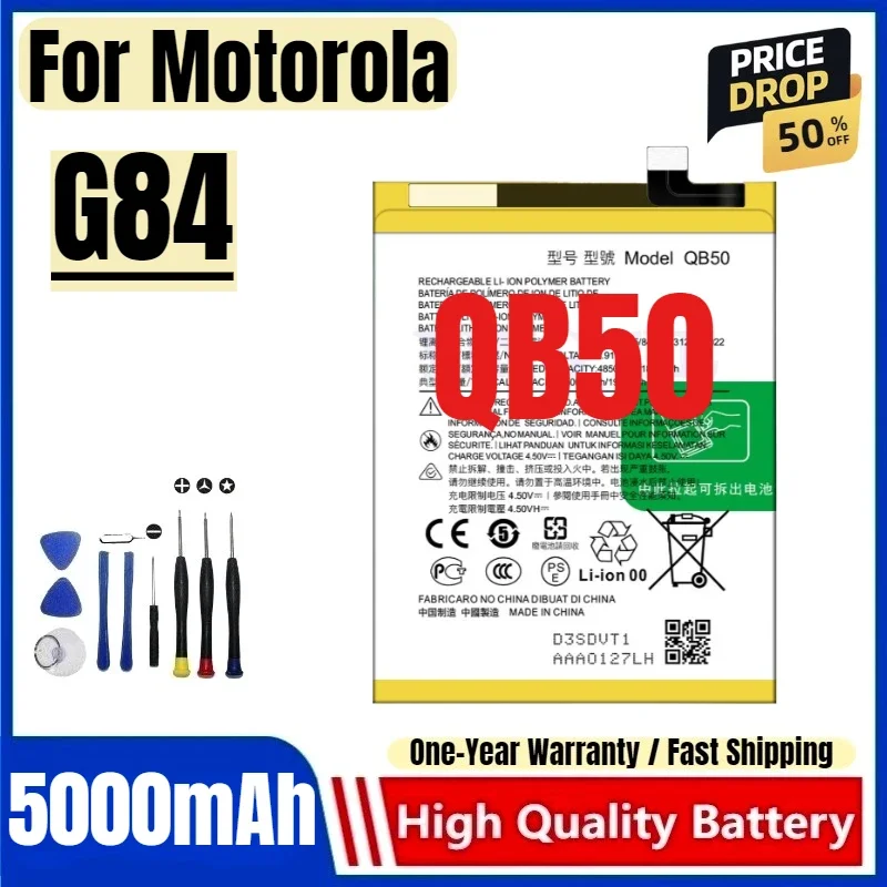 QB50 for Motorola G84 Mobile Phone Battery High Quality High Capacity Battery Replacement Bateria with Tools